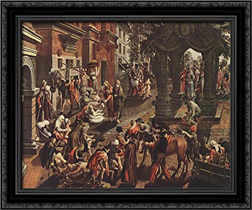 Stunning Apostles Peter and John 24x20 Black Ornate Wood Framed Canvas Art by Pieter Aertsen - Perfect for Church Decor, Christian Home Wall Art & Religious Gift