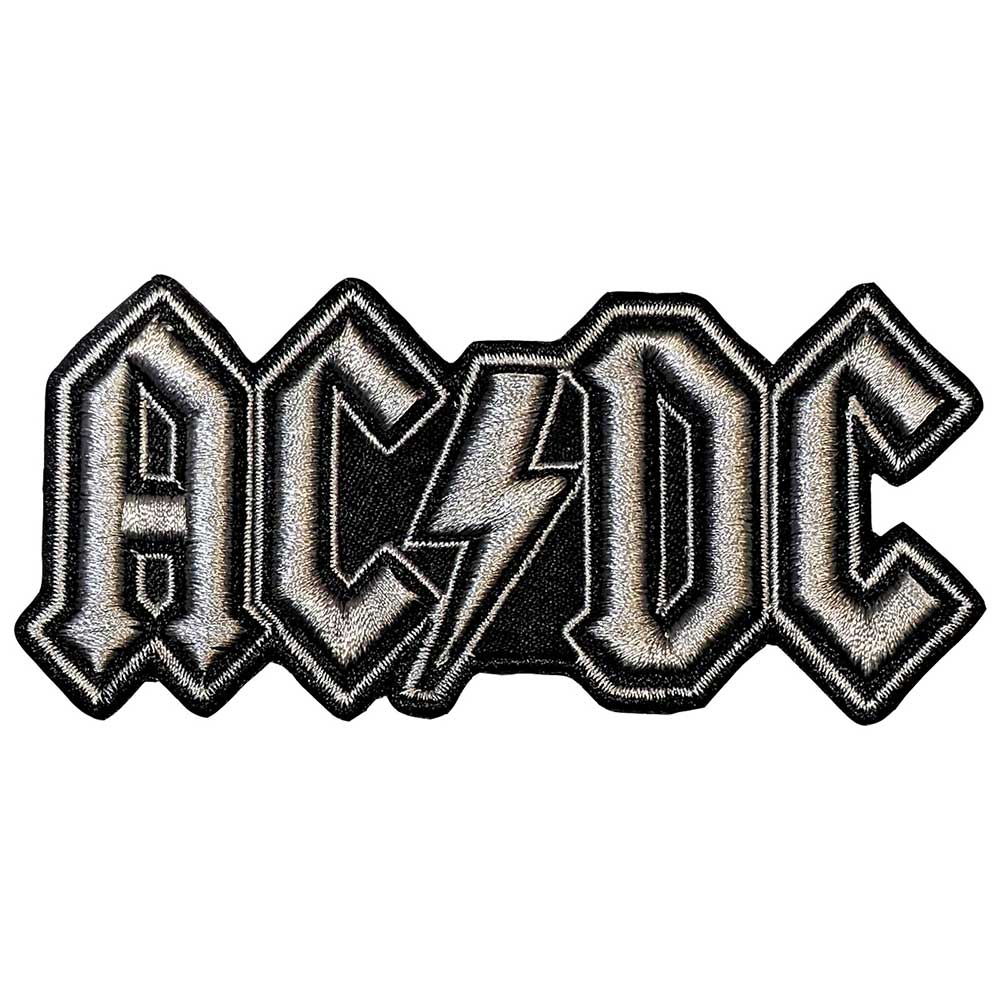 AC/DC Iron On Patches - Silver Logo Embroidered Badges for Jackets, Bags & Denim DIY Customization