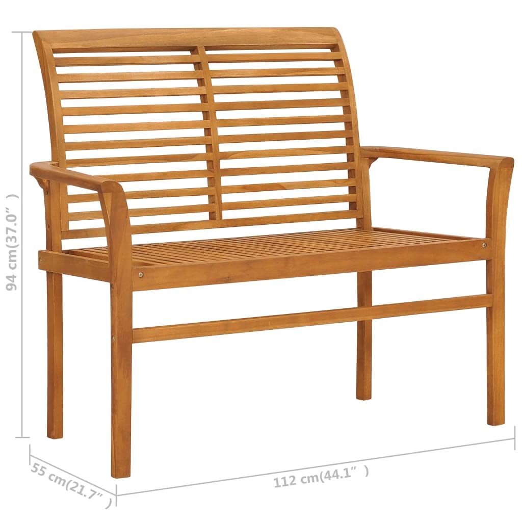 Premium Teak Wood Patio Bench with Taupe Cushion - 44.1