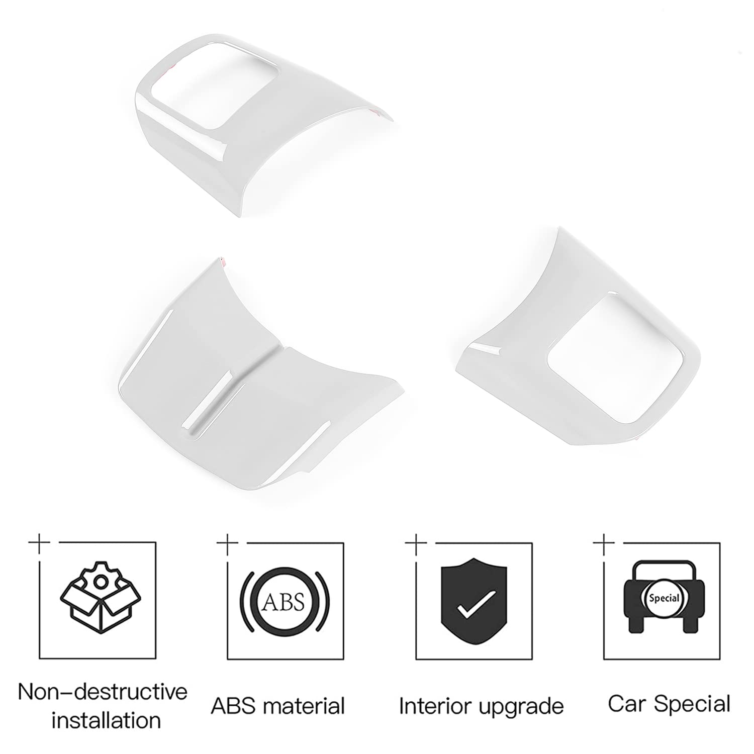 Premium Steering Wheel Cover for 2011-2017 Jeep Wrangler JK Unlimited, Patriot, Compass & Grand Cherokee - Interior Accessories & Decoration (White) | Enhance Grip & Style for Off-Road Adventures & Daily Commutes