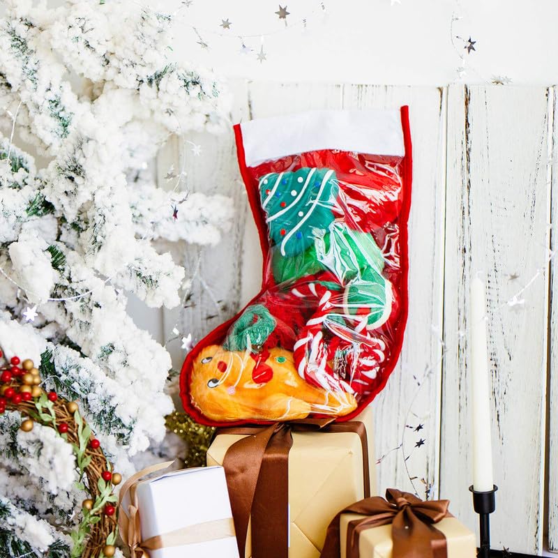 Christmas Dog Stocking Gift Set - 5 Pack Festive Puppy Stockings with Squeaky Toys & Cotton Rope Toys - Perfect for Holiday Pet Gifts & Christmas Puppy Surprises