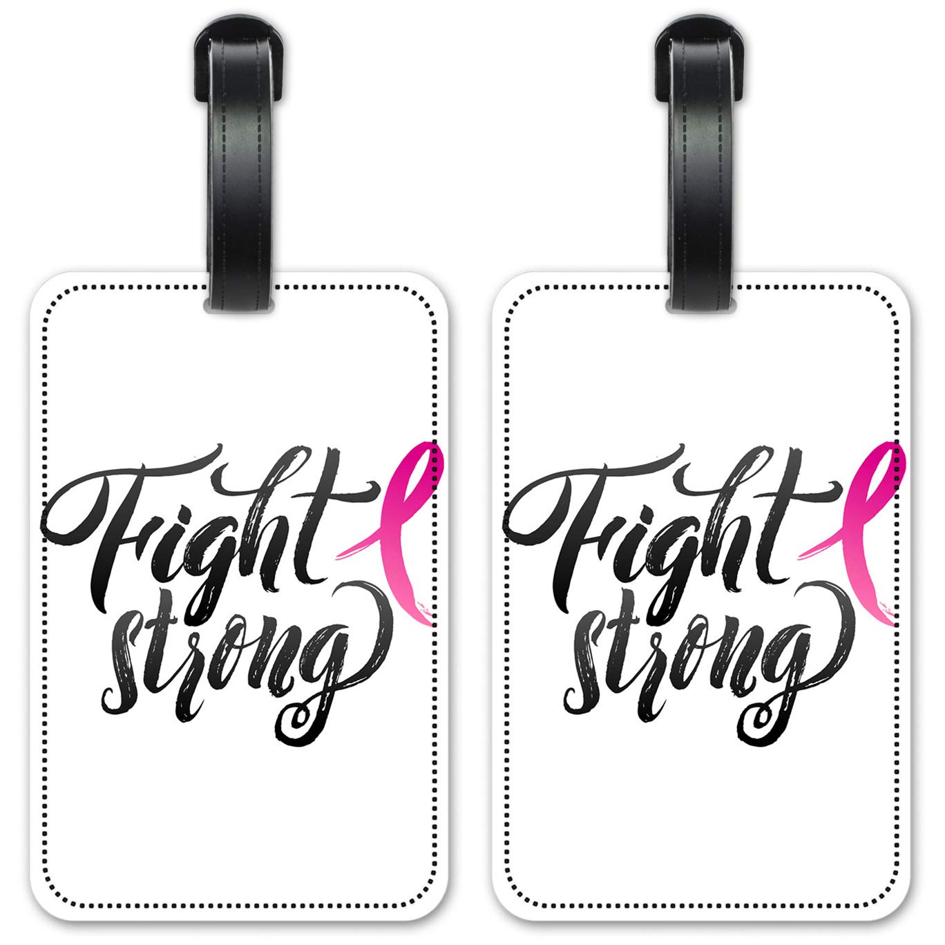 Breast Cancer Awareness Luggage ID Tags - Durable Suitcase Identification Cards Set of 2 - Perfect for Travel, Cruises & Lost Baggage Prevention