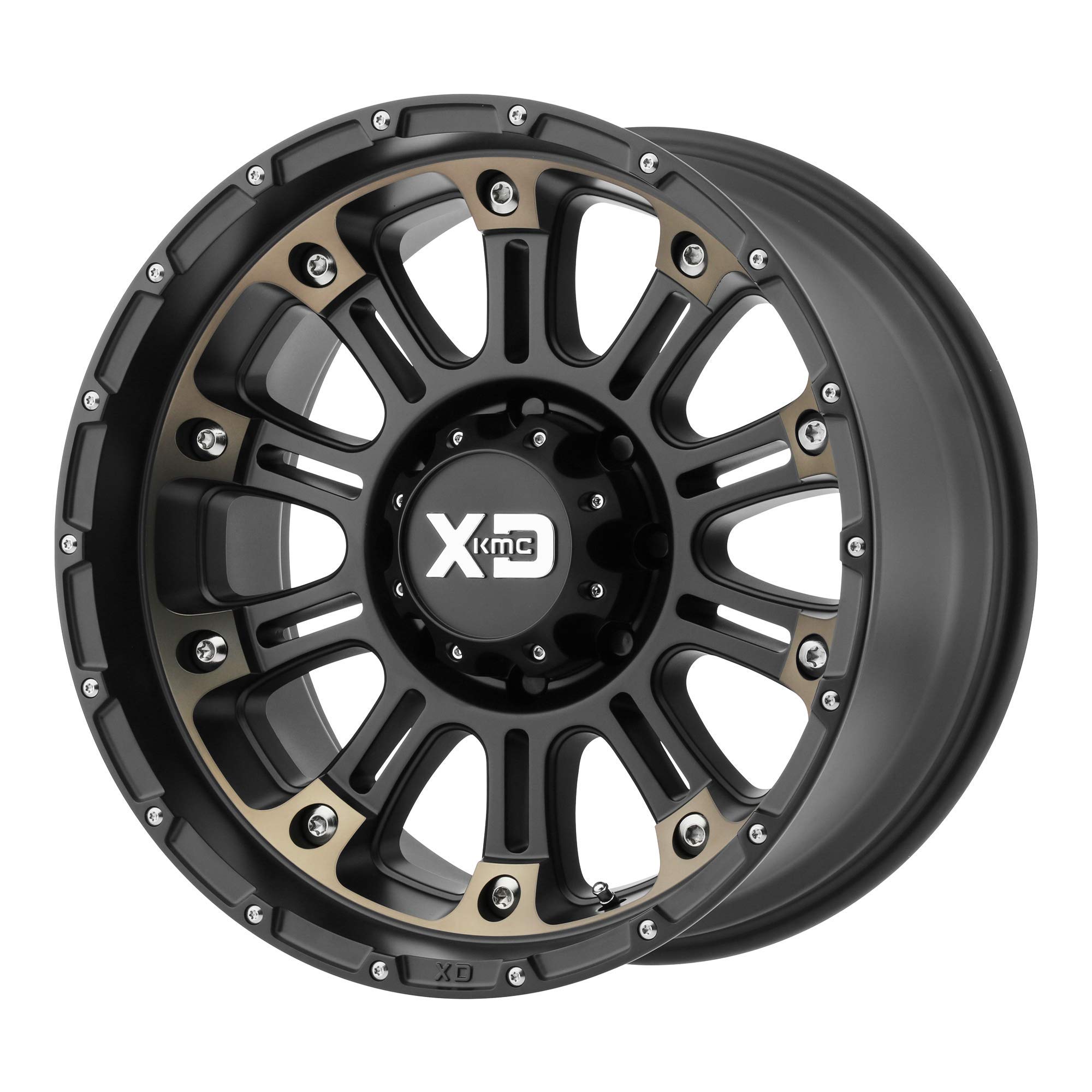 KMC Wheels XD829 HOSS II 20x9 6x139.7 Satin Black Machined Wheels with Dark Tint Clear Coat - Off-Road & Truck Accessories for Jeep, Ford, Chevy