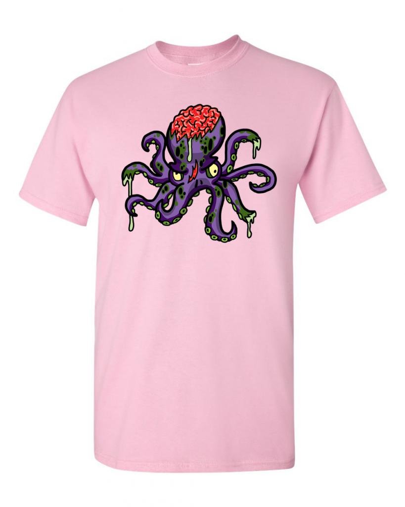 Zombie Octopus Undead Animals Graphic T-Shirt for Men & Women - Soft Cotton Vintage Horror Tee for Halloween, Cosplay & Comic Con