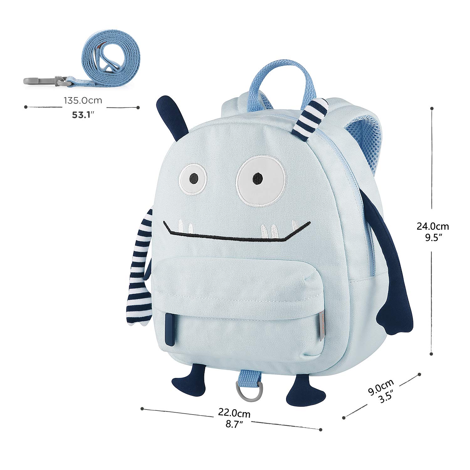 GAGAKU Mini Toddler Backpack for Girls 1-3 Years, Anti-Lost Preschool Backpack with Safety Leash - Light Blue | Cute Small Kids Bookbag for Daycare, Travel & Outdoor Activities
