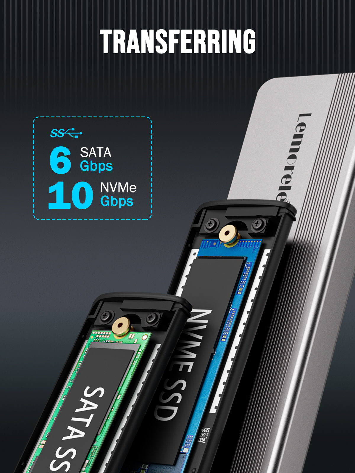 Lemorele SSD Enclosure USB 3.1 Gen 2 (10Gbps) for 2.5