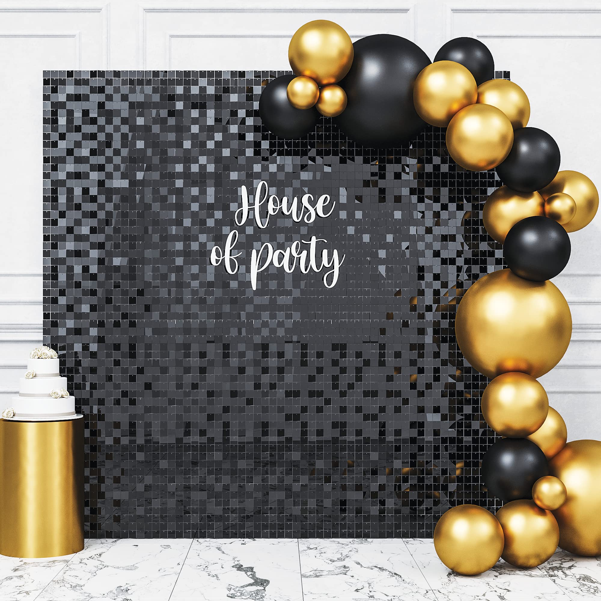 HOUSE OF PARTY - Pack of 36 Shimmer Wall Panels Sequin Backdrop for Wedding, Anniversary, Birthday, Engagement & Bachelorette Parties | Sparkling Party Decor for Photo Booths, Stage Backgrounds & Event Walls