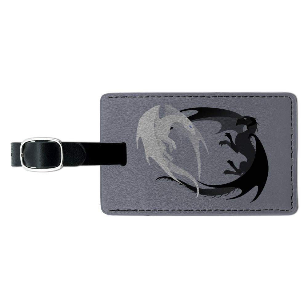 Dragons in Love Rectangle Leather Luggage Tag - Personalized Carry-On ID Tag for Suitcases & Travel Bags | Perfect for Airports, Business Trips & Vacation Travel Accessories