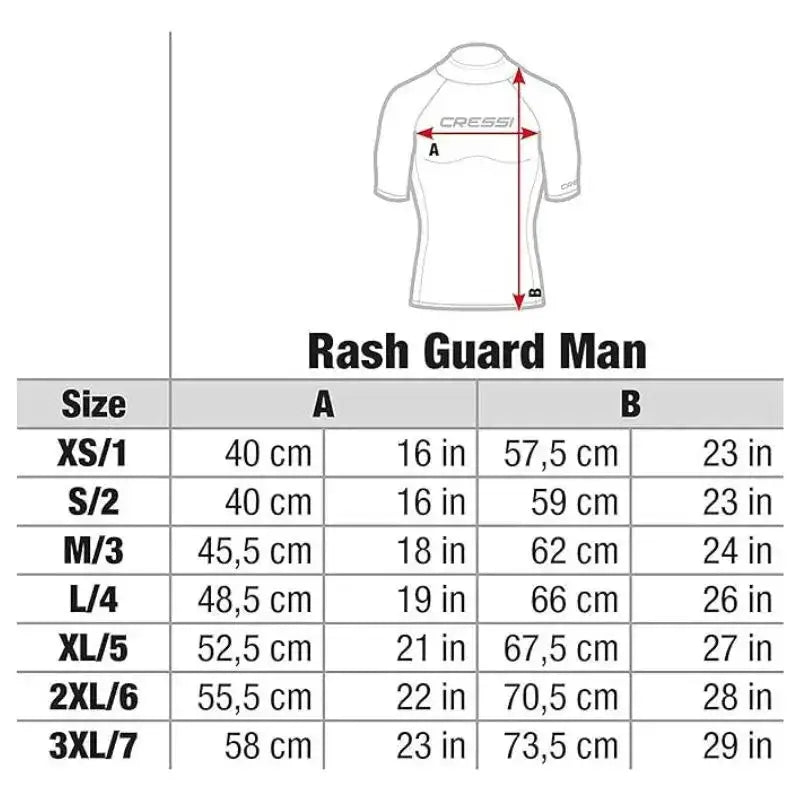 Men's Cressi Rashguard Swim Shirt - UPF 50+ Sun Protection Quick-Dry Pool & Beach Top for Swimming, Surfing & Water Sports