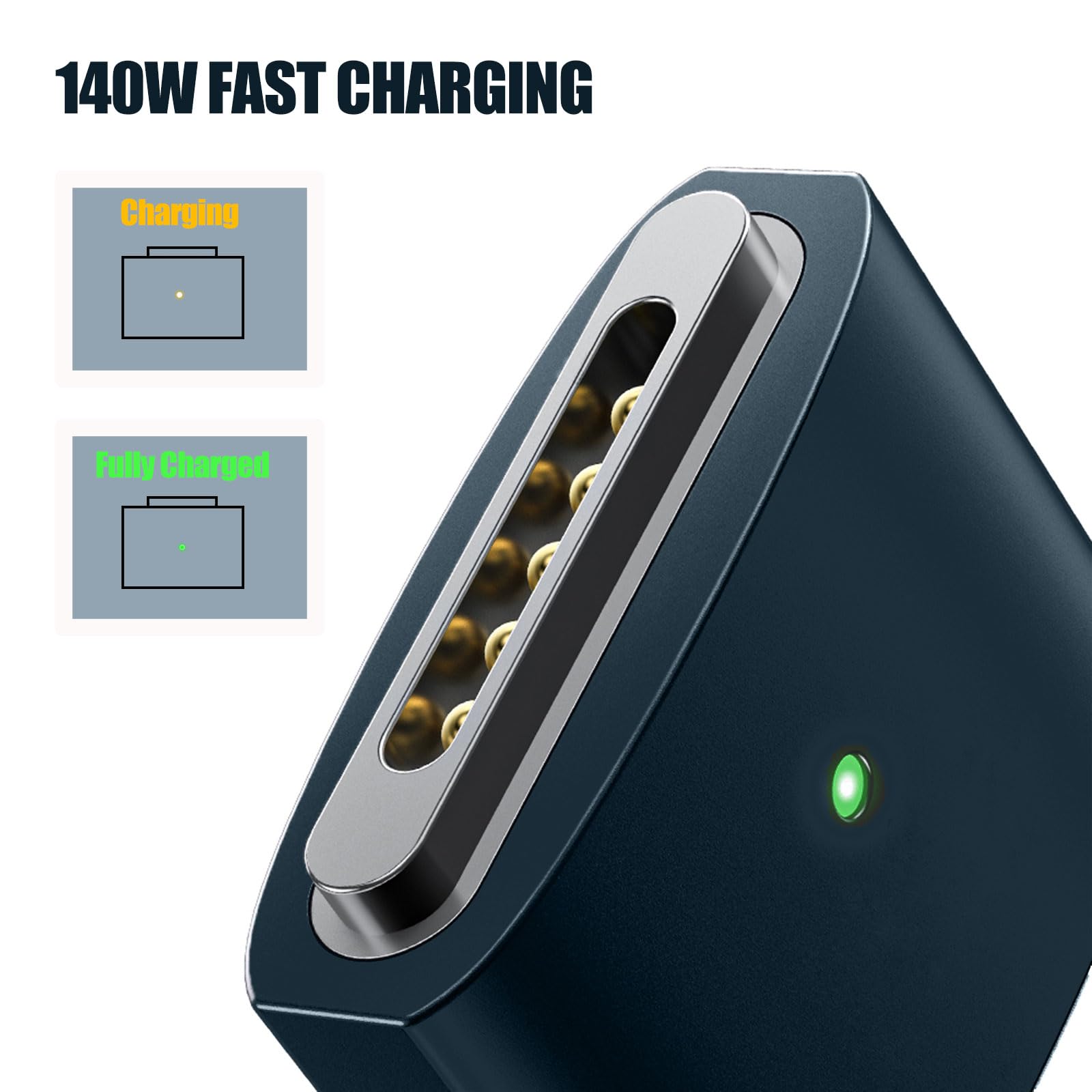 140W USB-C to Magnetic 3-in-1 Charging Cable for MacBook Pro/Air (2021-2023 M1/M2 Chip) - 6.6ft Fast Charging & Data Sync - Perfect for Home, Office & Travel Use
