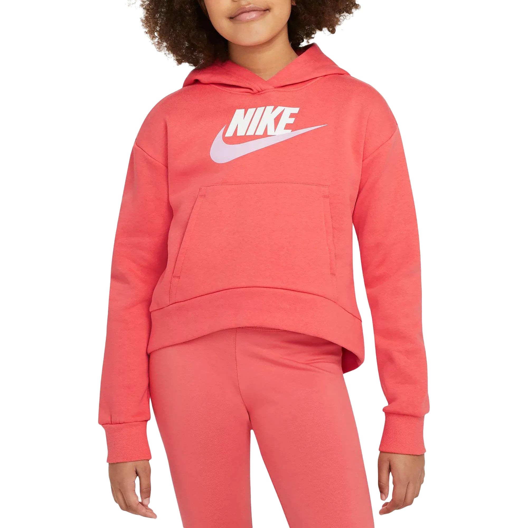 Nike Girls' Sportswear Club Fleece Hoodie for Kids - Soft Warm Pullover Sweatshirt for Little & Big Kids - Perfect for School, Playdates & Outdoor Activities