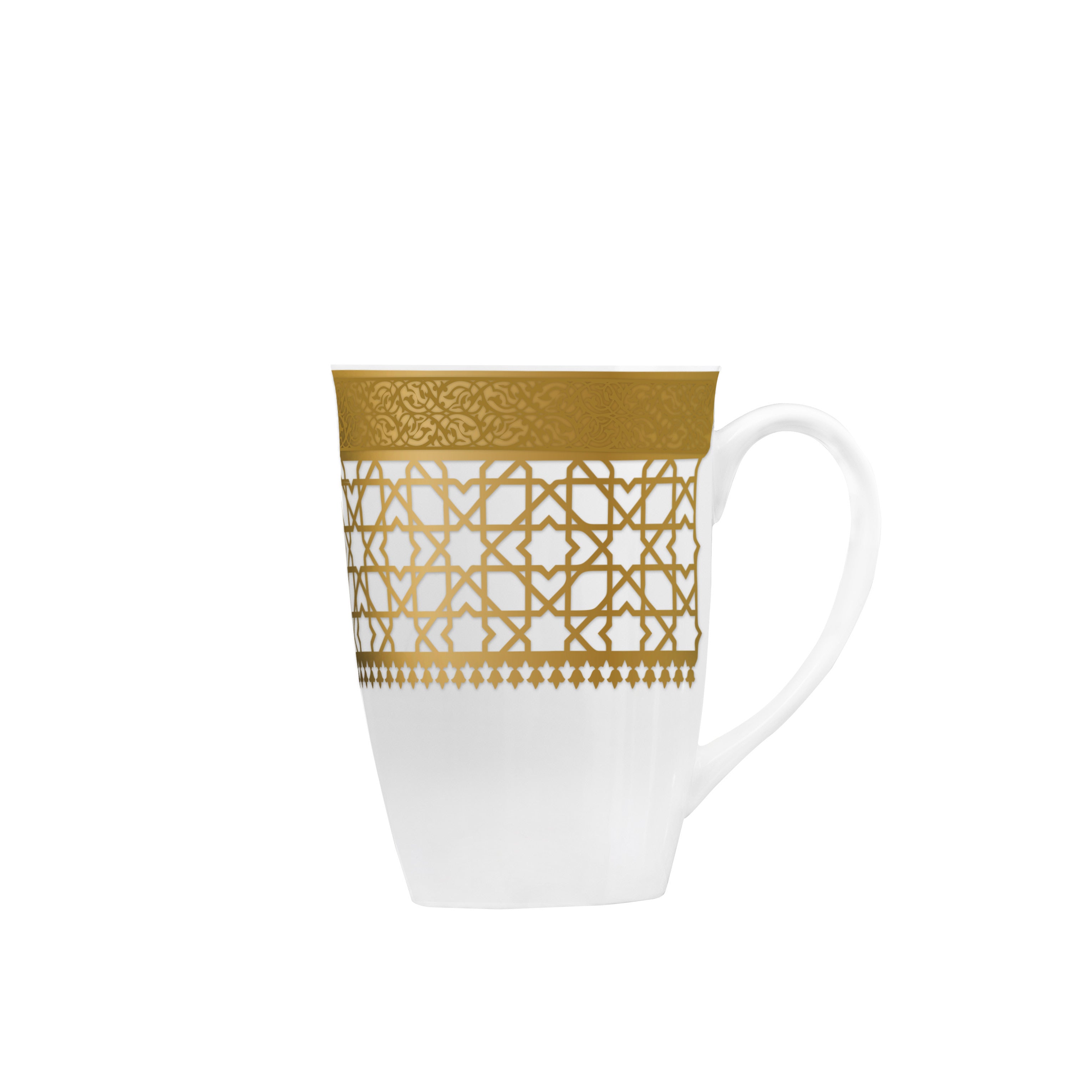Dimlaj Cordoba 4-Piece Coffee Mug Set with Gold-Plated Covers - Elegant Tea & Espresso Cups for Home, Office, and Gift Giving