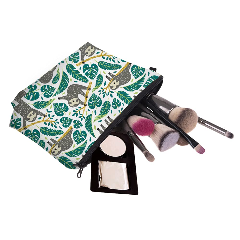 LOOMILOO Small Sloth Printed Makeup Bag - Cute Cosmetic Pouch for Women, Travel Organizer, Purse Essentials Holder - Perfect Gift for Her, Birthday, Christmas (51476) - Ideal for Travel, Gym, Daily Use & Makeup Storage