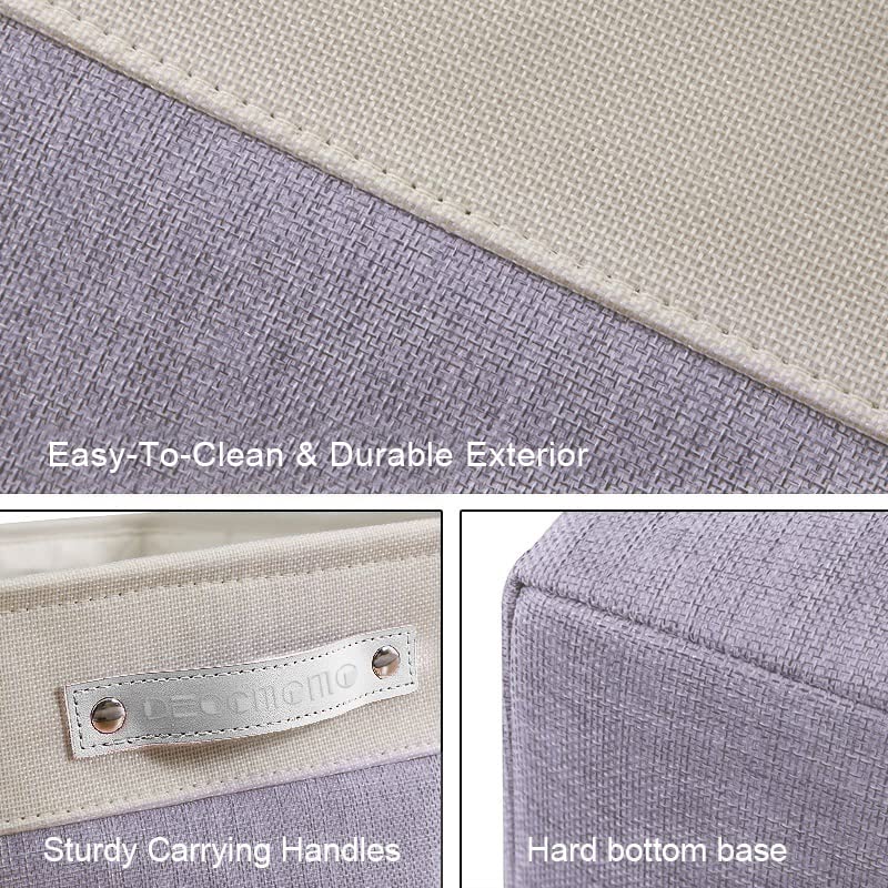 DECOMOMO Large Fabric Storage Bins - 3 Pack Purple & White Closet Organizer Baskets for Shelves, Toys, Nursery & Home Organization | Perfect for Bedroom, Playroom & Linen Closet Storage Solutions
