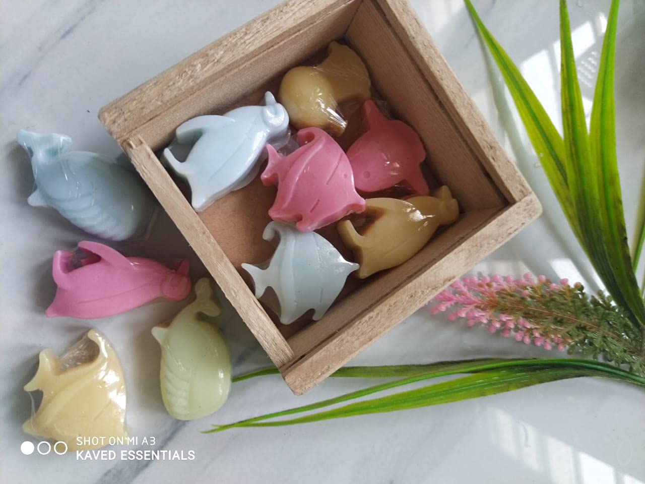 Kaved Essentials Mini Sea Animals Travel Soap Set for Kids - 10-12 pcs (100g) in Wooden Box | Perfect Birthday Gift for Boys & Girls | Fun Bath Time & Travel Companion