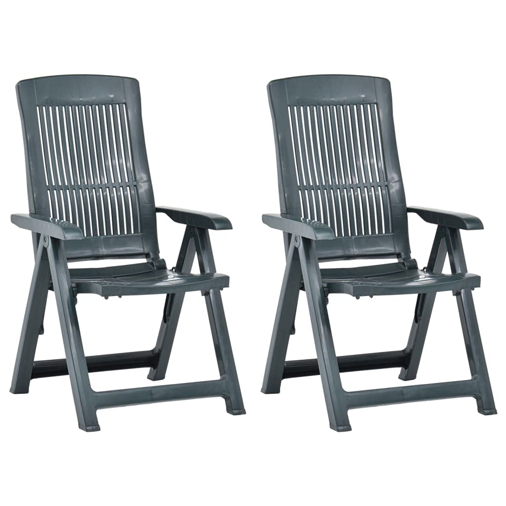 2-Pack Adjustable Reclining Garden Chairs – Outdoor Plastic Club Chairs with Armrests, Patio Dining & Lounge Furniture (23.6