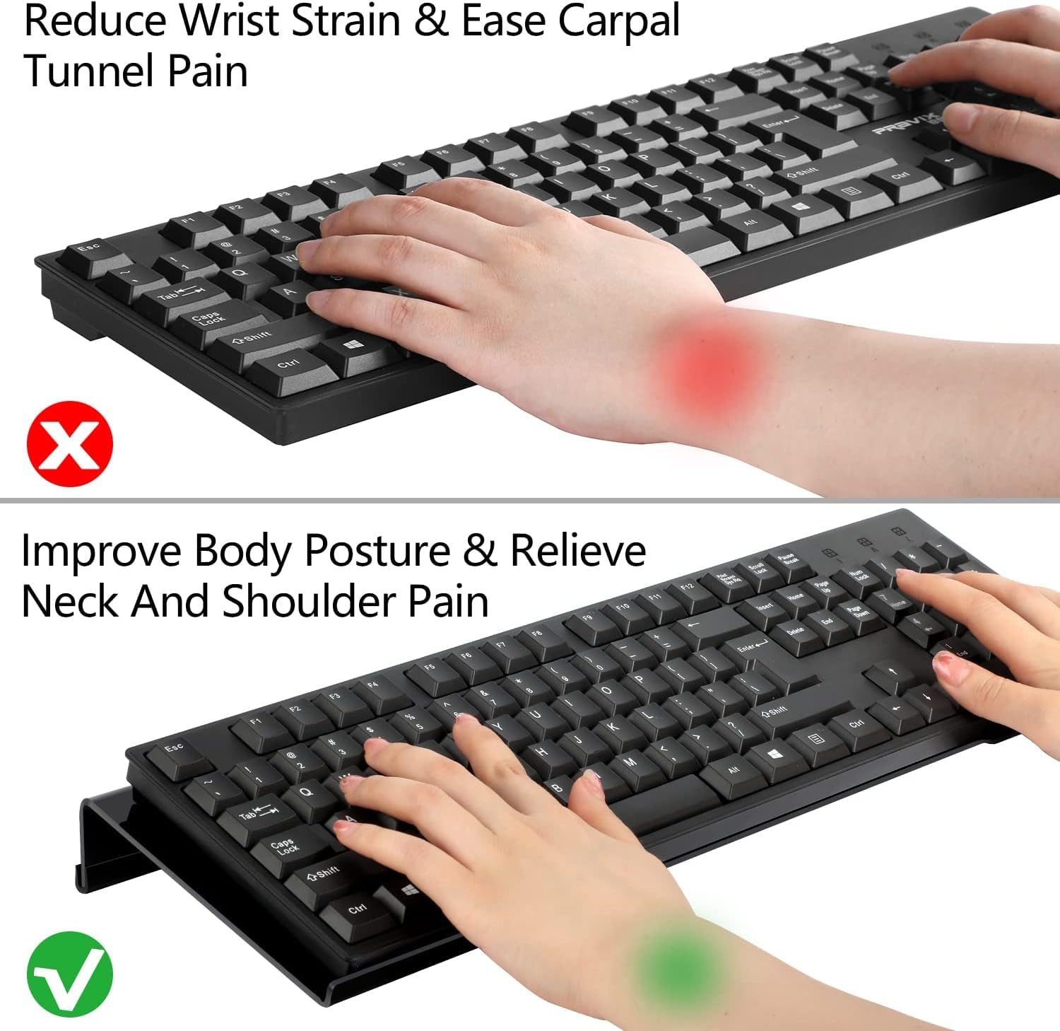 Ergonomic Acrylic Keyboard Stand for Desk - Adjustable Tilt Lift Riser, Non-Slip Keyboard Holder for Home Office & Gaming Setup (Black) - Perfect for Typing Comfort & Wrist Support During Long Work Sessions