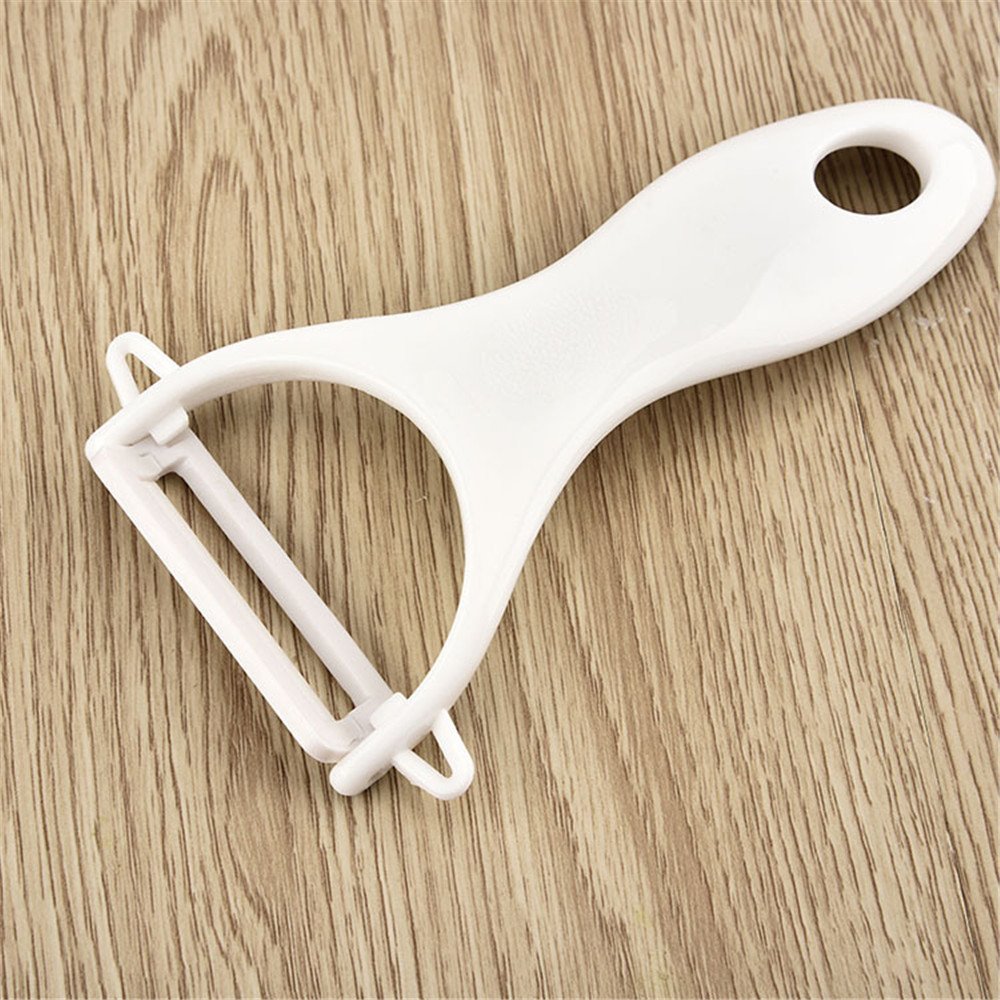 Premium Stainless Steel Ceramic Fruit Peeler - Ergonomic Kitchen Tool with Silicone Handle for Apples, Pears, Potatoes - Perfect for Home Cooking, Baking & Meal Prep (White, One Size)