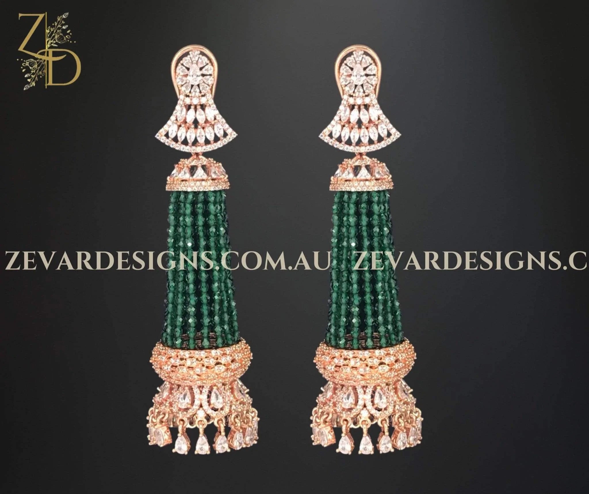Elegant Emerald Green and Gold Chandelier Earrings for Women – Perfect for Weddings, Parties & Special Occasions