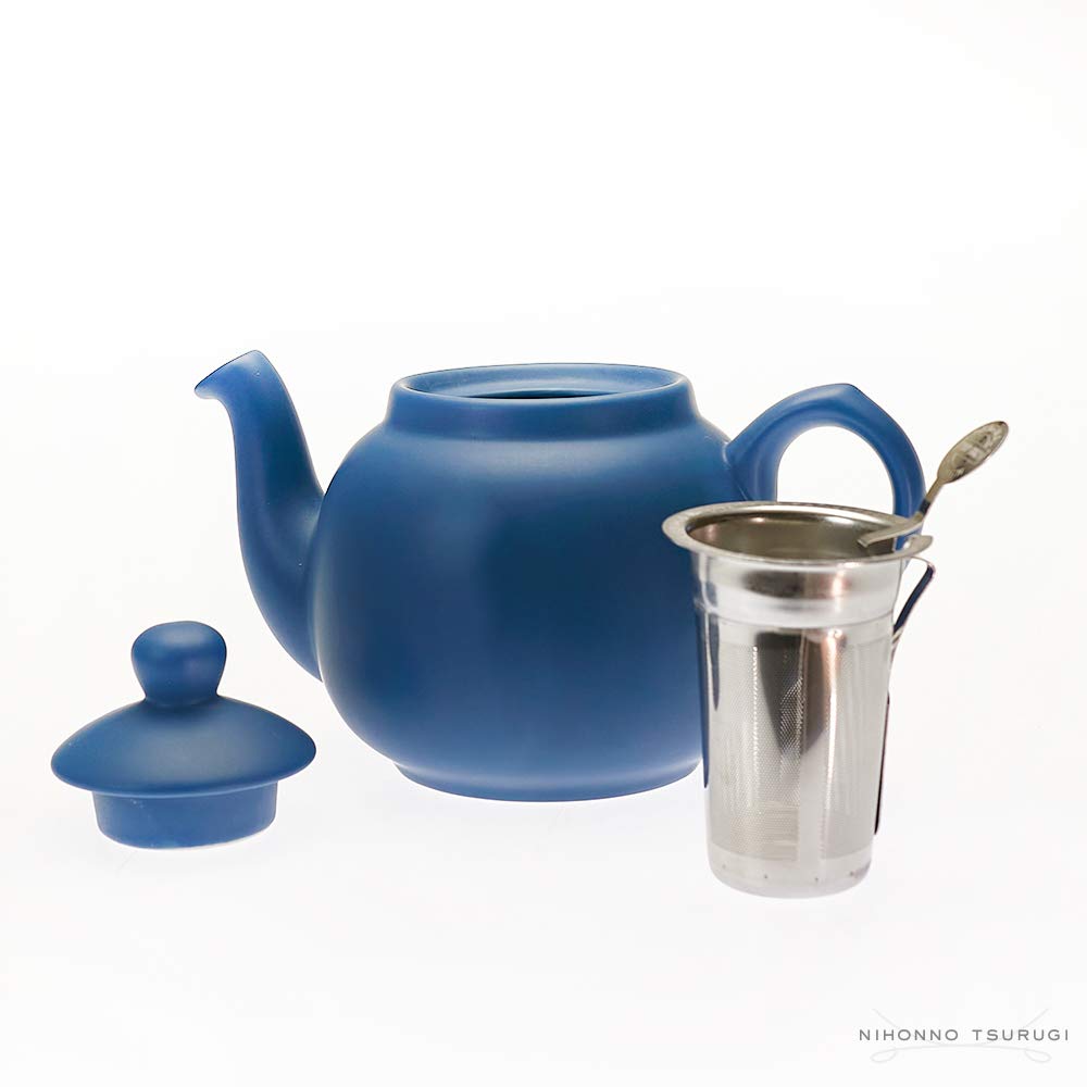 Nordic Blue Ceramic Farmhouse Teapot with Infuser - 2 Cup (600ml) Capacity, Gift Box Included - Perfect for Afternoon Tea, Gifts & Home Decor