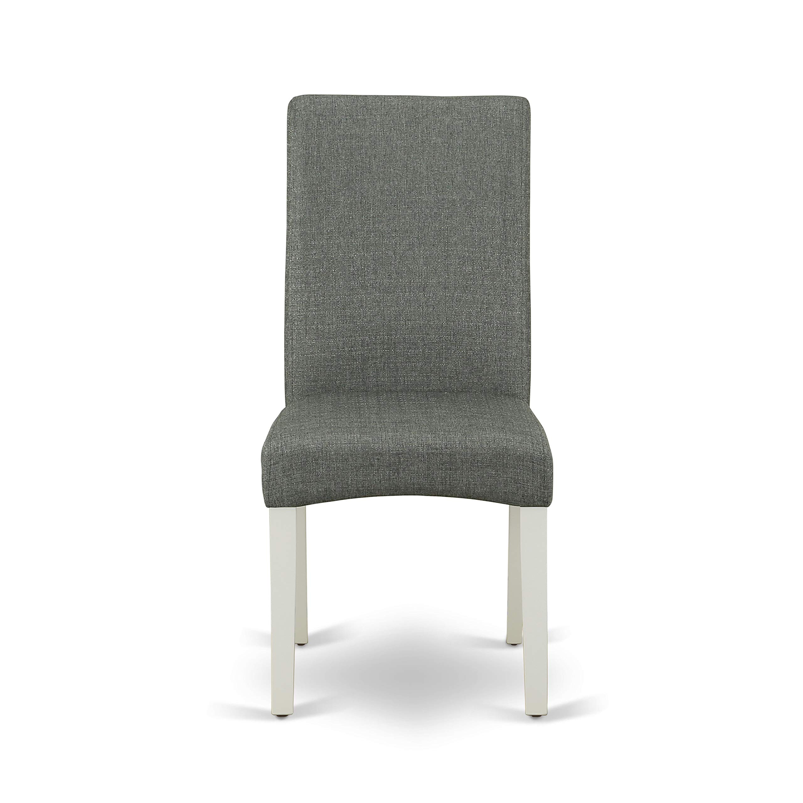 East West Furniture 3-Piece Dinette Set for Small Spaces - Rectangle Drop-Leaf Dining Table & 2 Gray Linen Fabric Parson Chairs, 30x48 Inch, Linen White | Compact Kitchen Dining Solution for Apartments, Breakfast Nooks & Cozy Homes