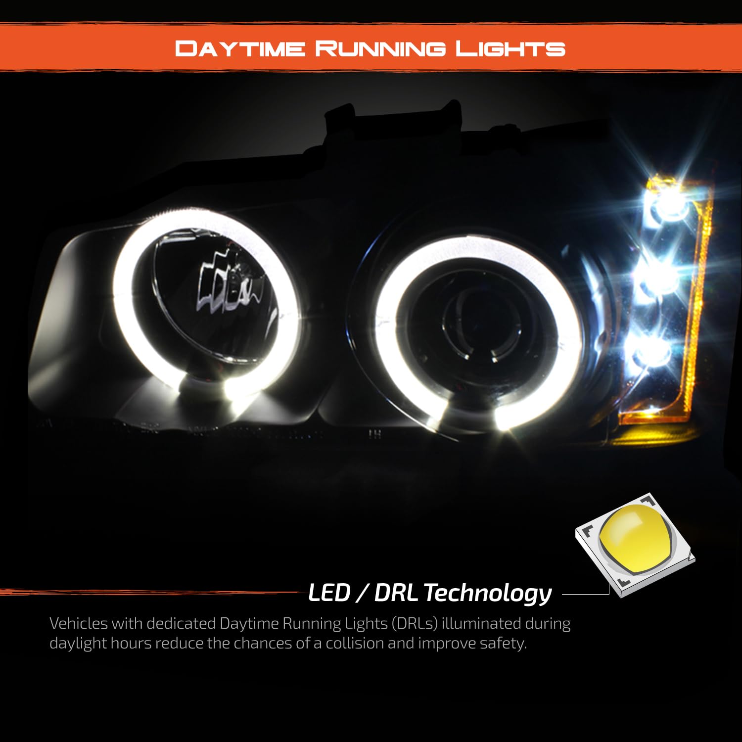 AKKON LED Headlight Housing Combo for 2003-2006 Chevy Silverado - Black Smoke Halo Projector Headlights, Bumper Lamps & Tail Lights | Complete Lighting Upgrade for Night Driving & Off-Road Adventures