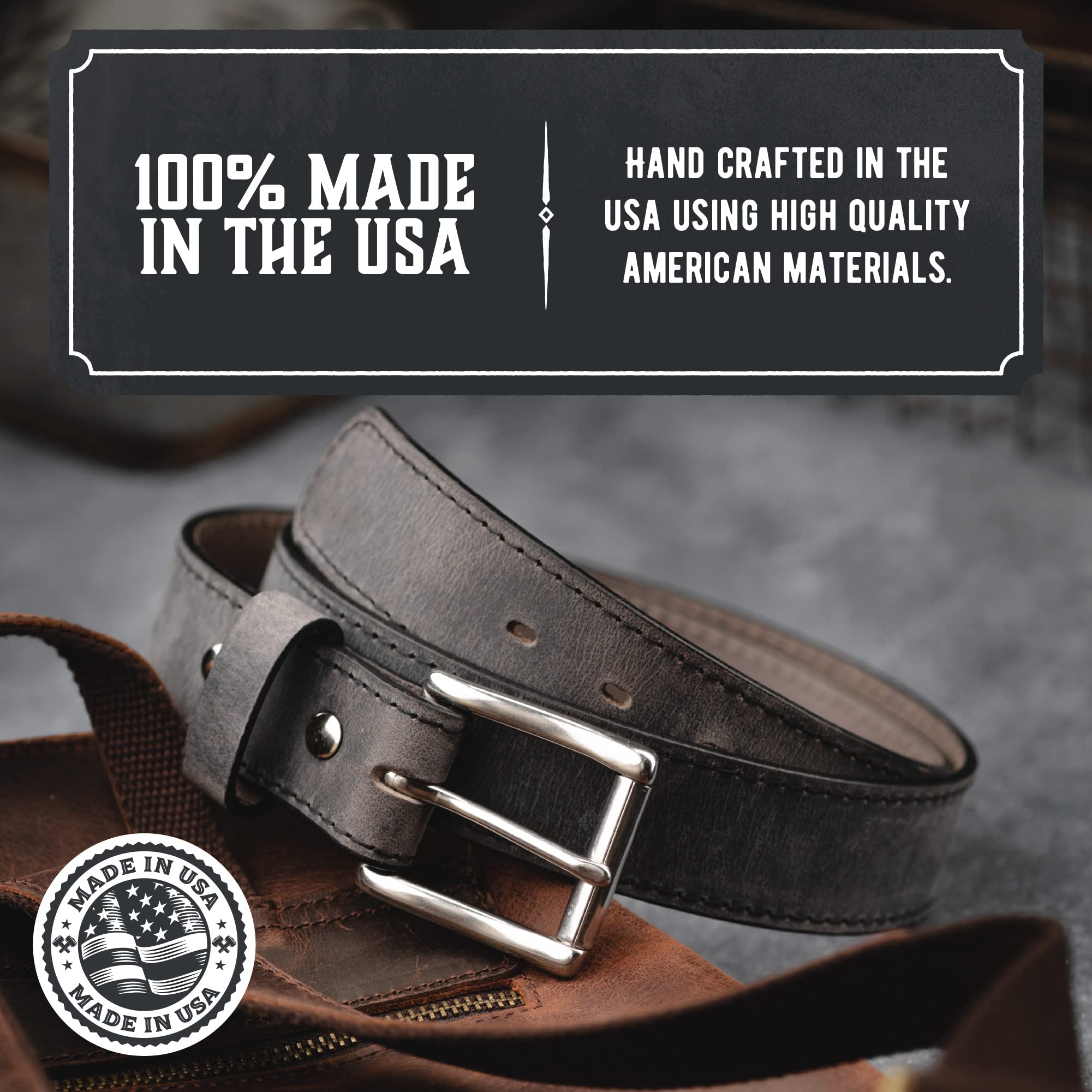 Premium Full Grain Leather Belt for Men - Handcrafted in USA | Durable & Stylish Dress Belt for Business, Casual & Formal Wear