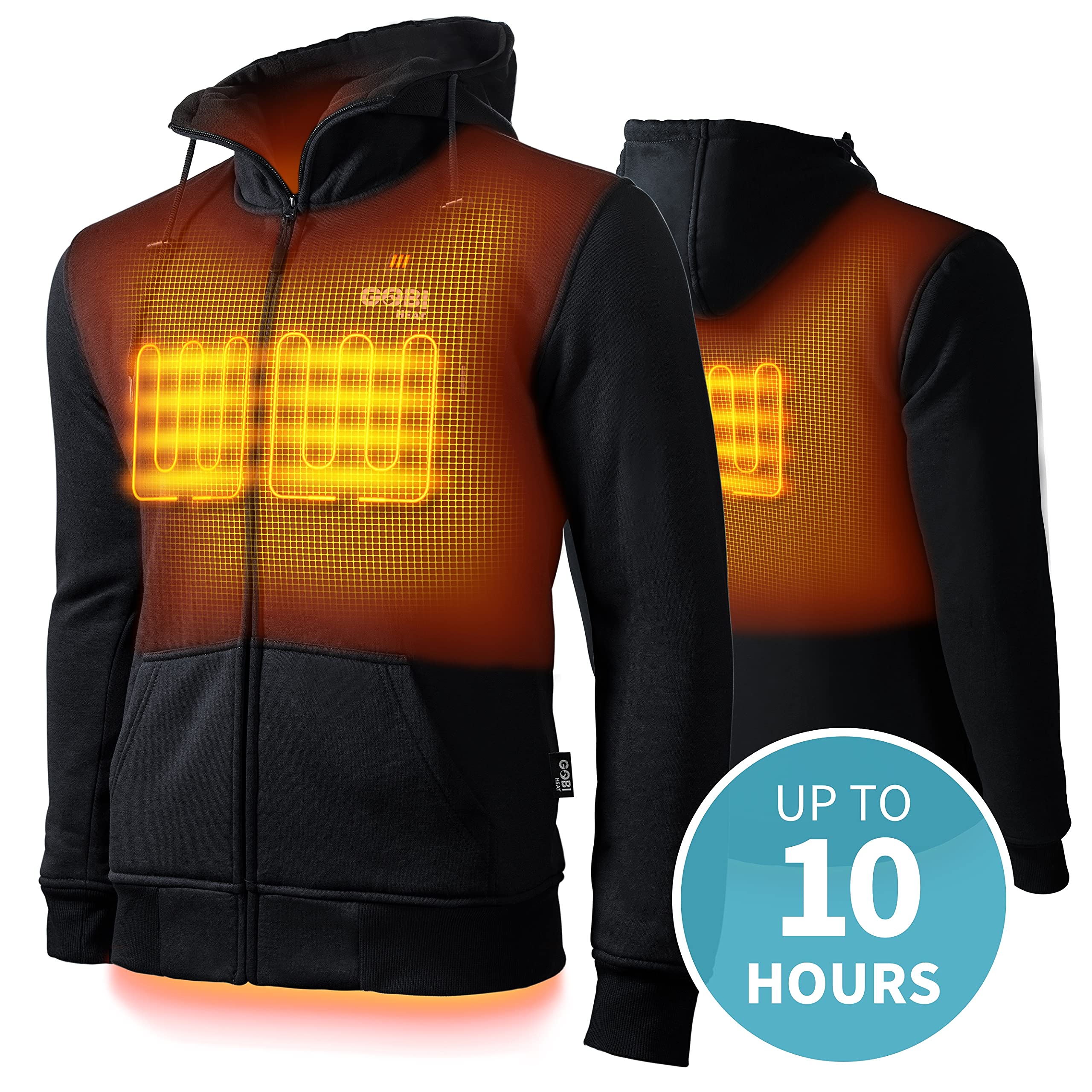 Ridge Men's Heated Hoodie with Battery & Charger - 10 Hours Continuous Heating, Machine Washable - Perfect for Outdoor Work, Winter Sports & Cold Weather Activities