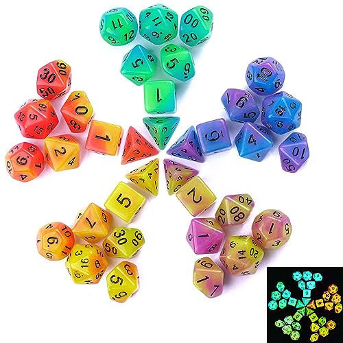 5sets/35pcs Glowing Dice