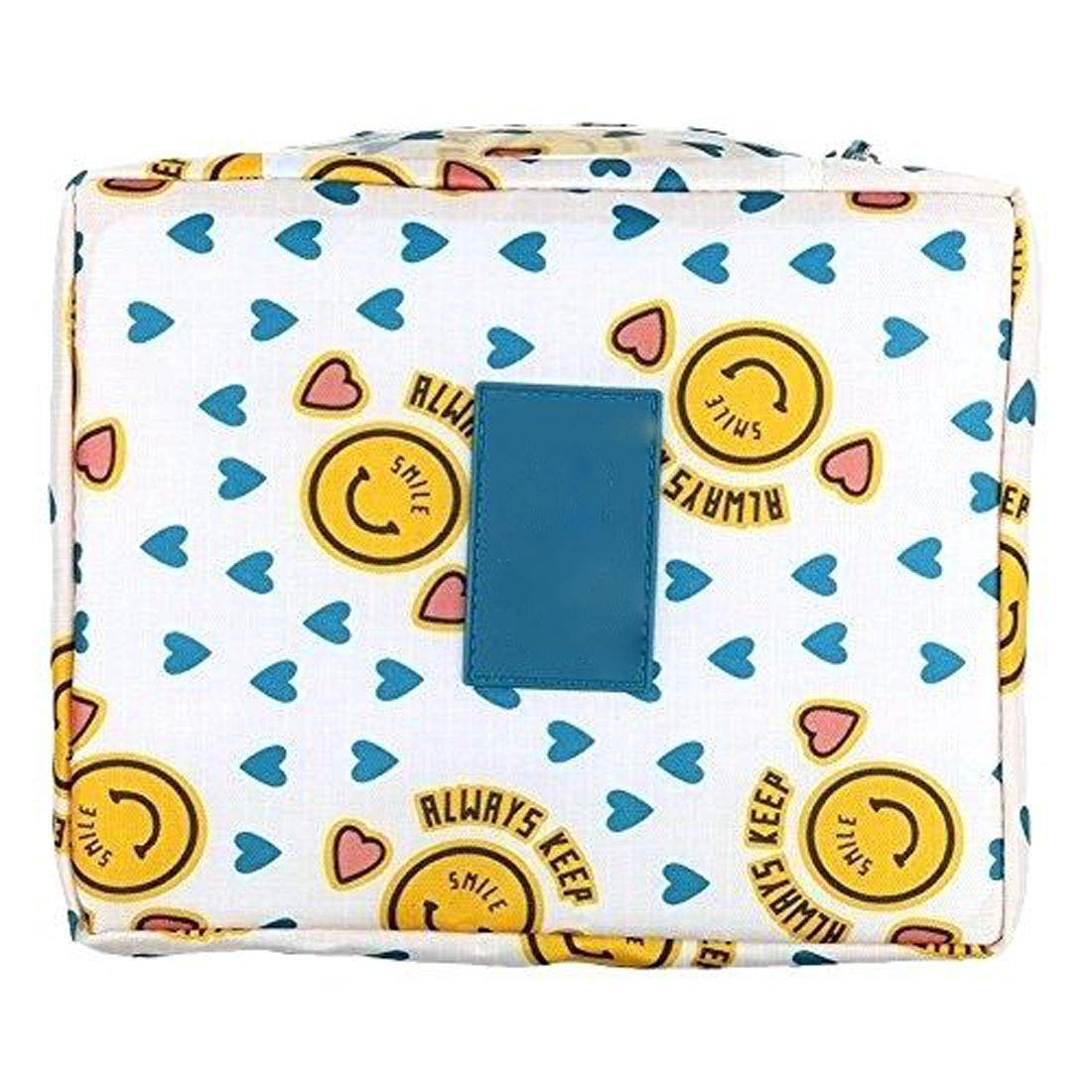 Futaba Hanging Travel Cosmetic Bag Organizer - Yellow Smile Face Design | Portable Toiletry Storage for Bathroom, Hotel & Vacation (Ideal for Makeup, Skincare & Travel Essentials)