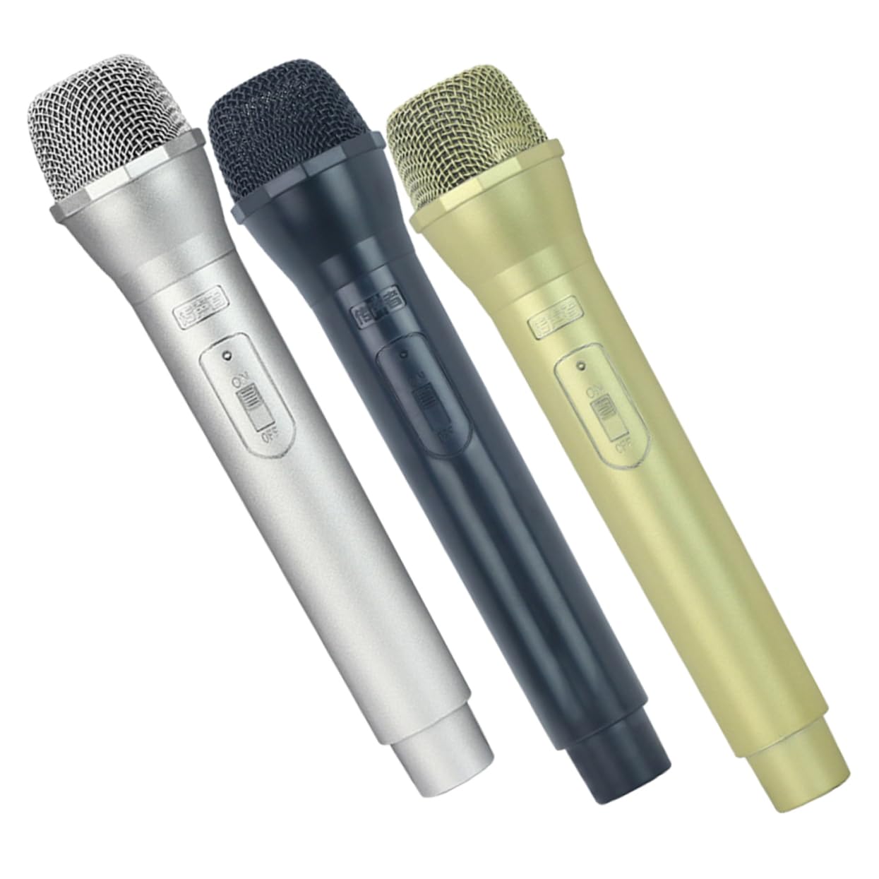 KOMBIUDA 15-Piece Realistic Fake Microphone Set - Inflatable Toy Microphones for Kids, Fun Wireless Plastic Microphone Accessories for Pretend Play, Karaoke & Stage Performances