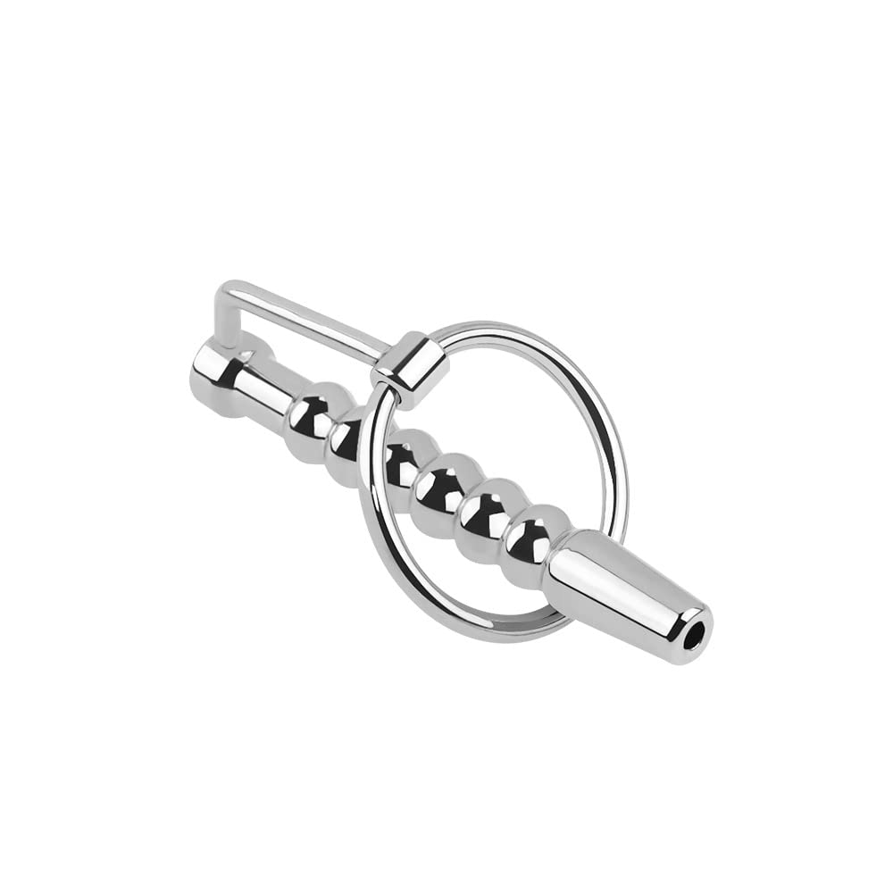 Premium Hollow Stainless Steel Urethral Sounds Penis Plug with Cock Ring - 2.83 Inch Urethral Dilator for Men | Enhance Pleasure & Stretching During Intimate Play & BDSM Scenes