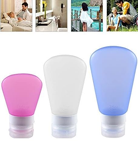 Prostuff.in 3-Piece Leak Proof Silicone Travel Bottles Set - Squeezable Refillable Toiletries Containers for Shampoo & Liquids (Multicolor) | Perfect for Airplane Carry-On, Gym Bag & Vacation Essentials