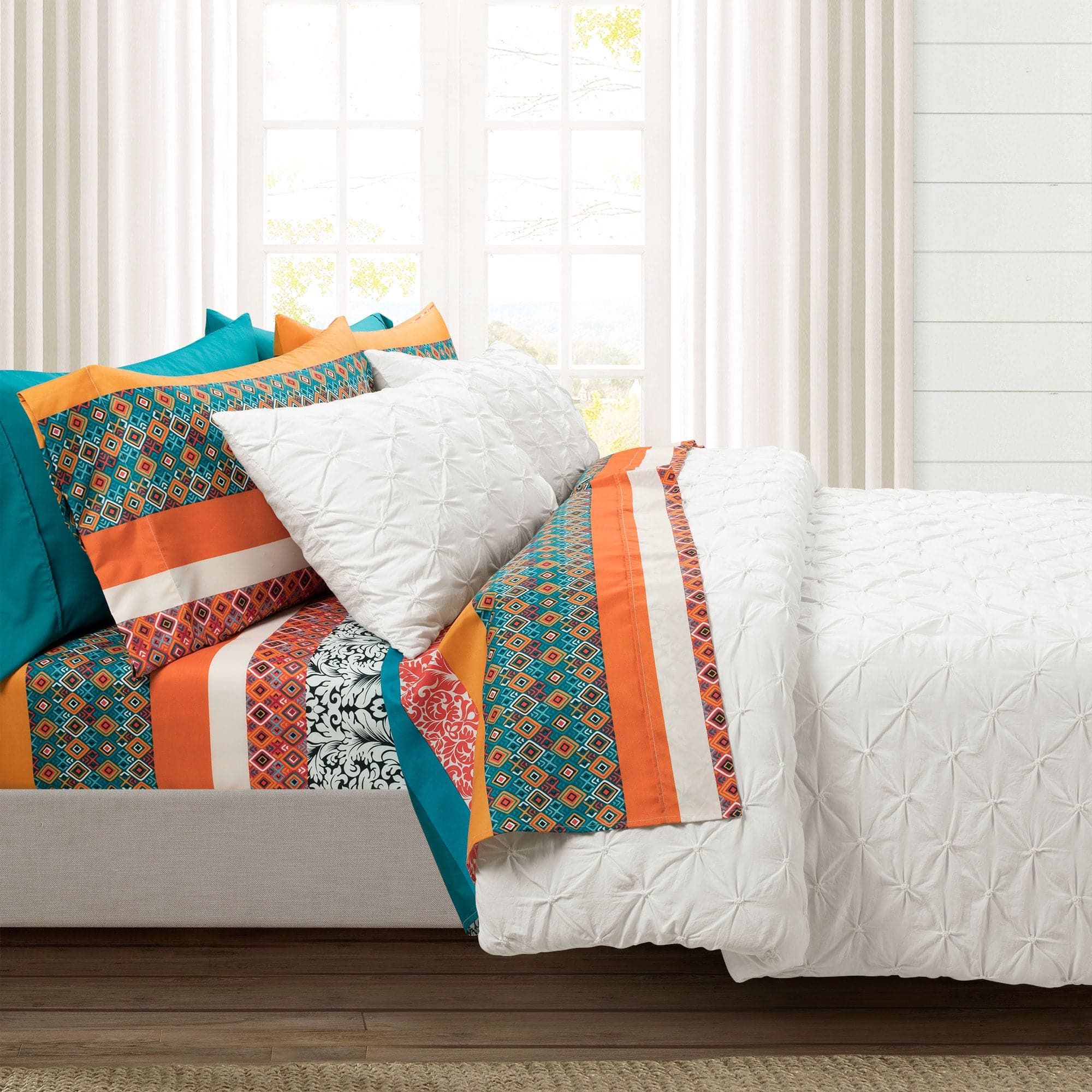 Boho Stripe 6-Piece Soft Cotton Sheet Set - Queen Size Bedding for Cozy & Stylish Bedroom Decor - Perfect for Guest Rooms, Dorms, and Master Bedrooms