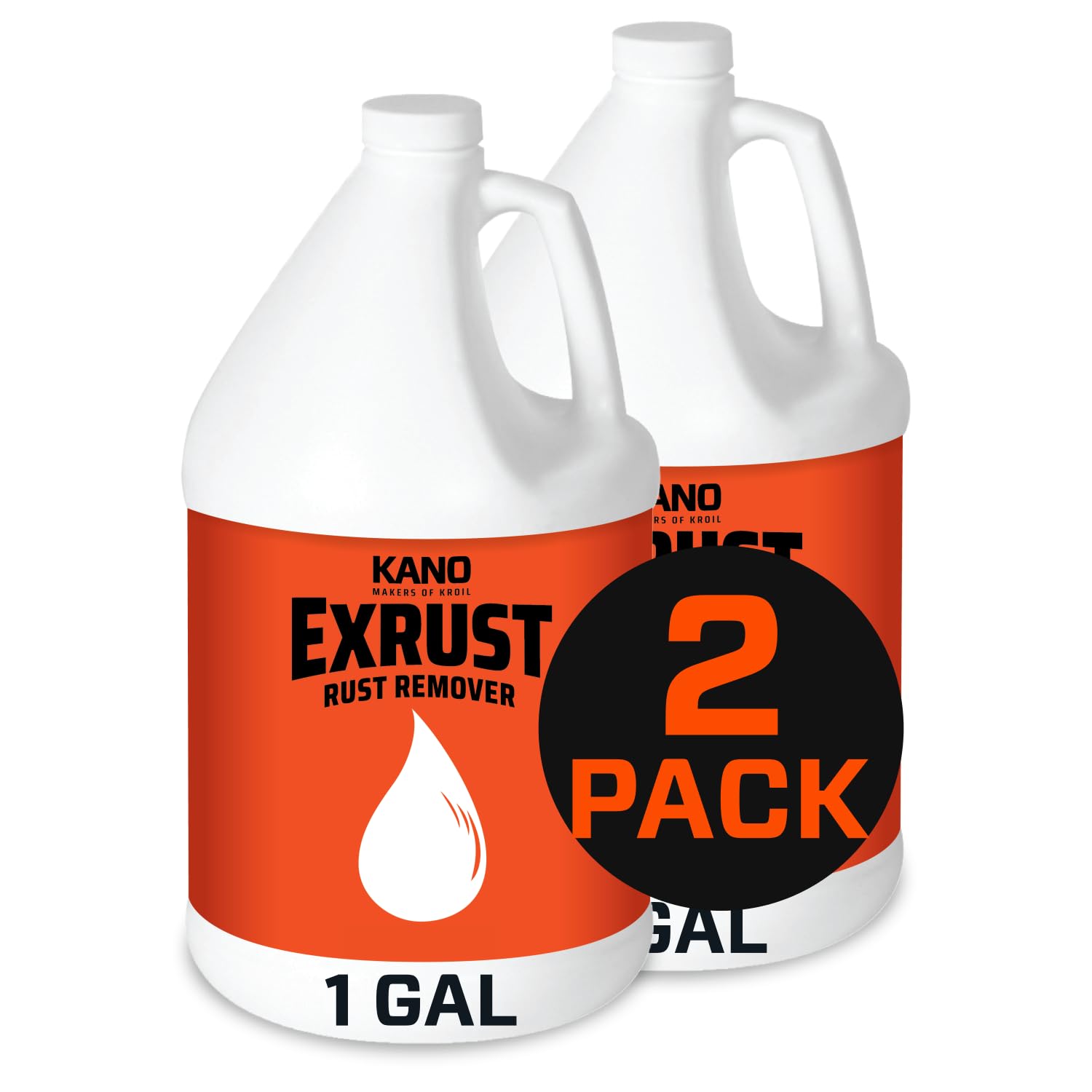 Kano Exrust Industrial Strength Rust Remover - 1 Gallon Bottle (Case of 2) | Fast-Acting Penetrating Rust Removal for Steel, Stainless Steel, Wrought Iron, Cast Iron & Sheet Metal | Ideal for Automotive, Car Parts, Machinery & Metal Restoration Projects (AZEX011C2)
