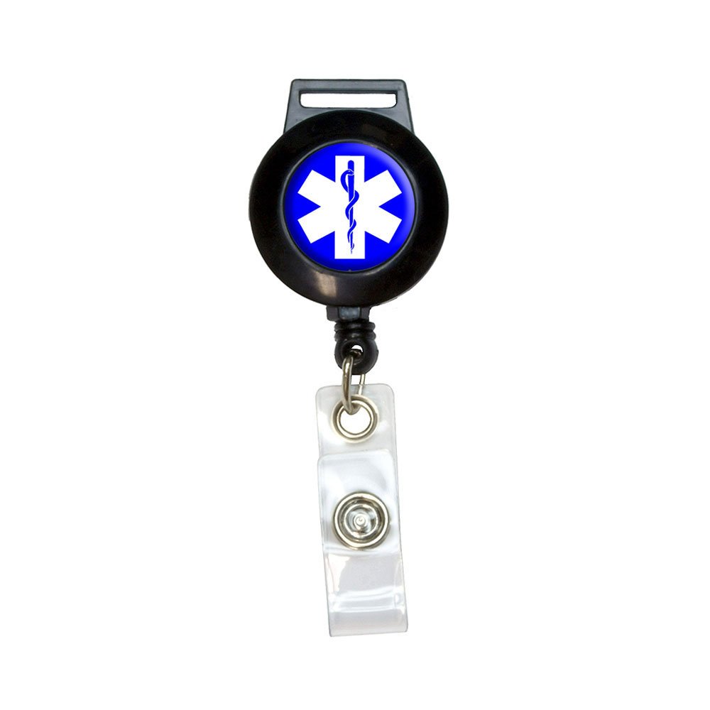 Medical ID Badge Holder Retractable Reel for EMT RN MD - Work & Hospital Use