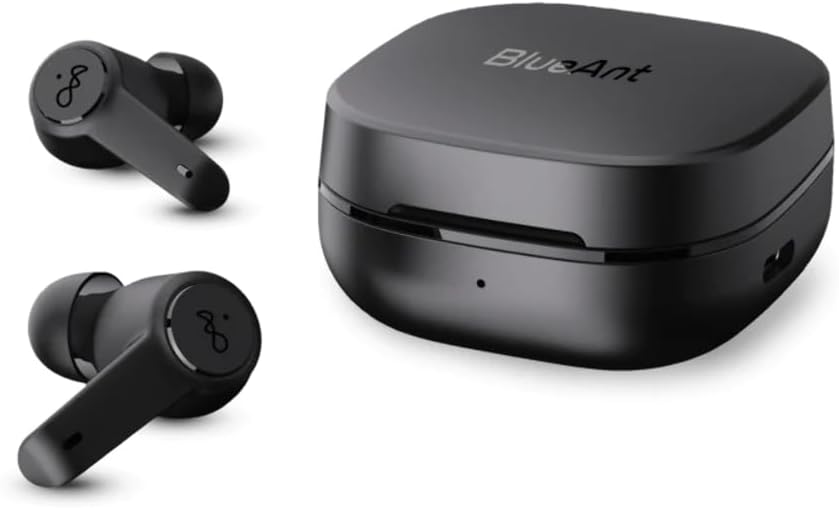 BlueAnt Pump Air ANC Wireless Earbuds with Noise Cancellation - Bluetooth 5.0 Headphones for Gym, Running & Workout | Sweatproof Sport Earphones for iPhone & Android