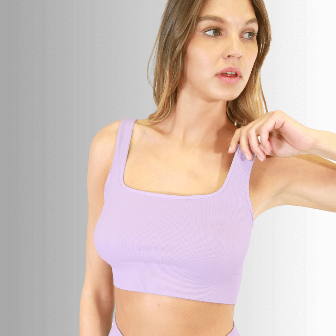 Nikibiki Women's Square Neck Ribbed Base Layer Tank Top - Fair Orchid Color | Soft Stretchy Camisole for Layering, Yoga & Everyday Wear