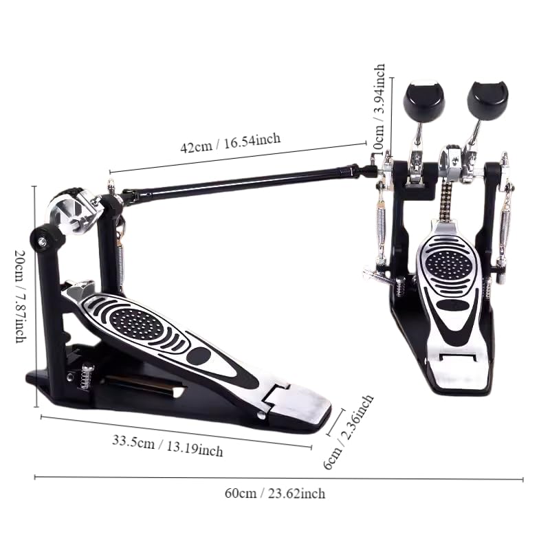 Double Bass Drum Pedal for Drum Set & Electronic Drums - Heavy Duty Dual Chain Drive Pedal with Hammer Action - Perfect for Metal, Rock & Live Performances
