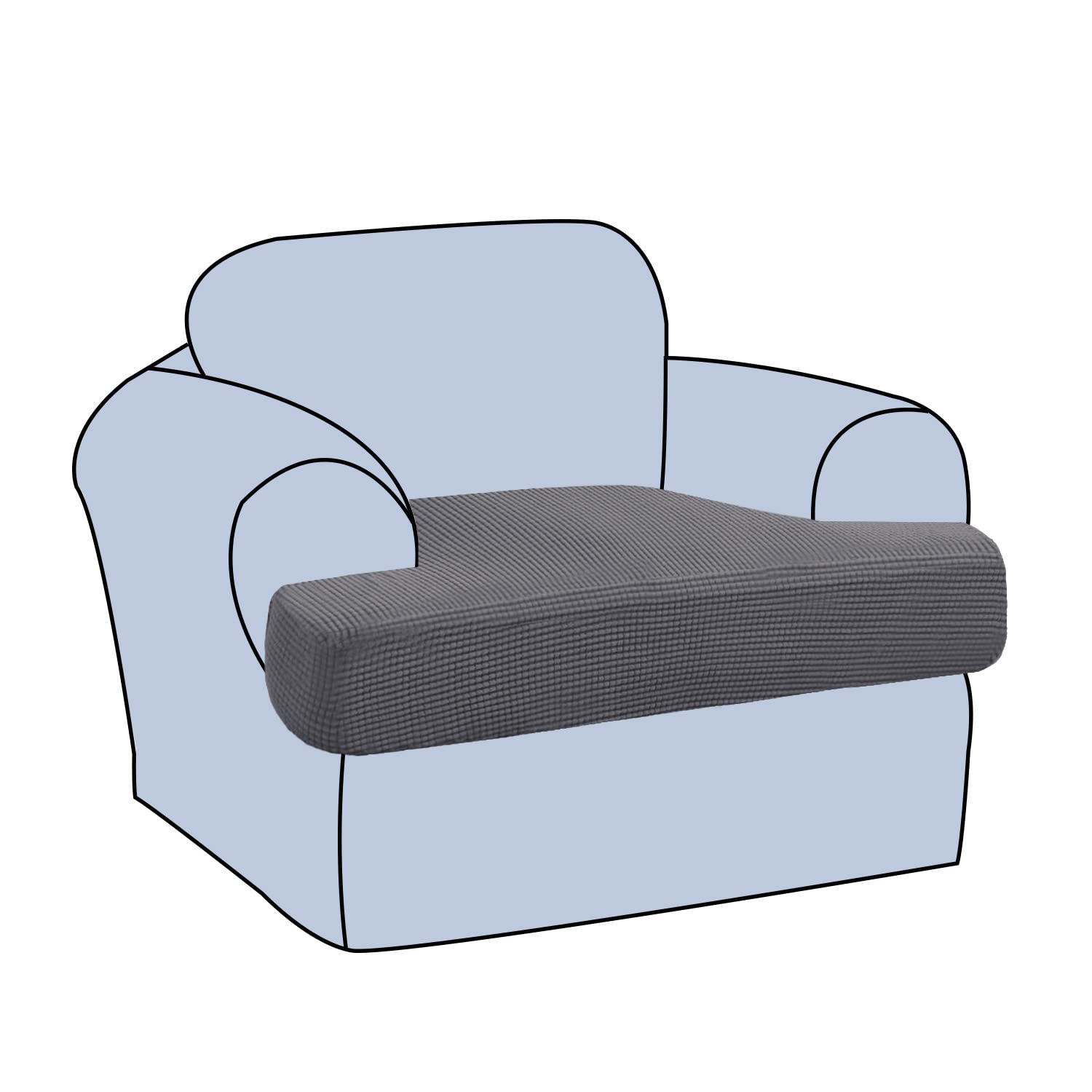 H.VERSAILTEX Stretch Sofa Slipcover - Elastic Jacquard Fabric Chair Covers for Living Room Armchair & Couch - Thick Grey Seat Protector - Perfect for Home Decor, Pet Protection, and Furniture Refresh
