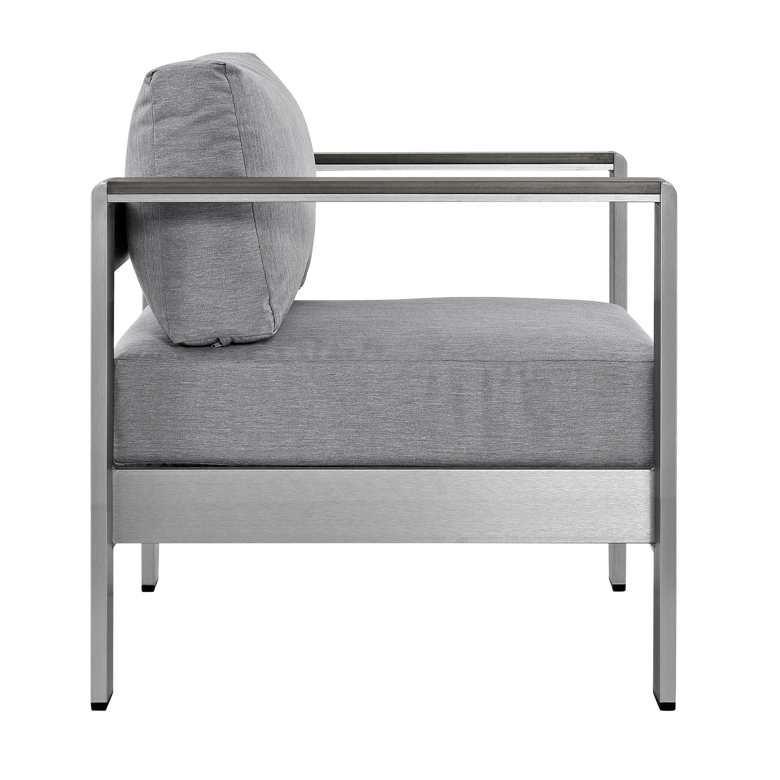 Modway Shore Aluminum Outdoor Patio Armchair - Silver Gray - Weather-Resistant Lounge Chair for Poolside, Garden & Backyard Relaxation