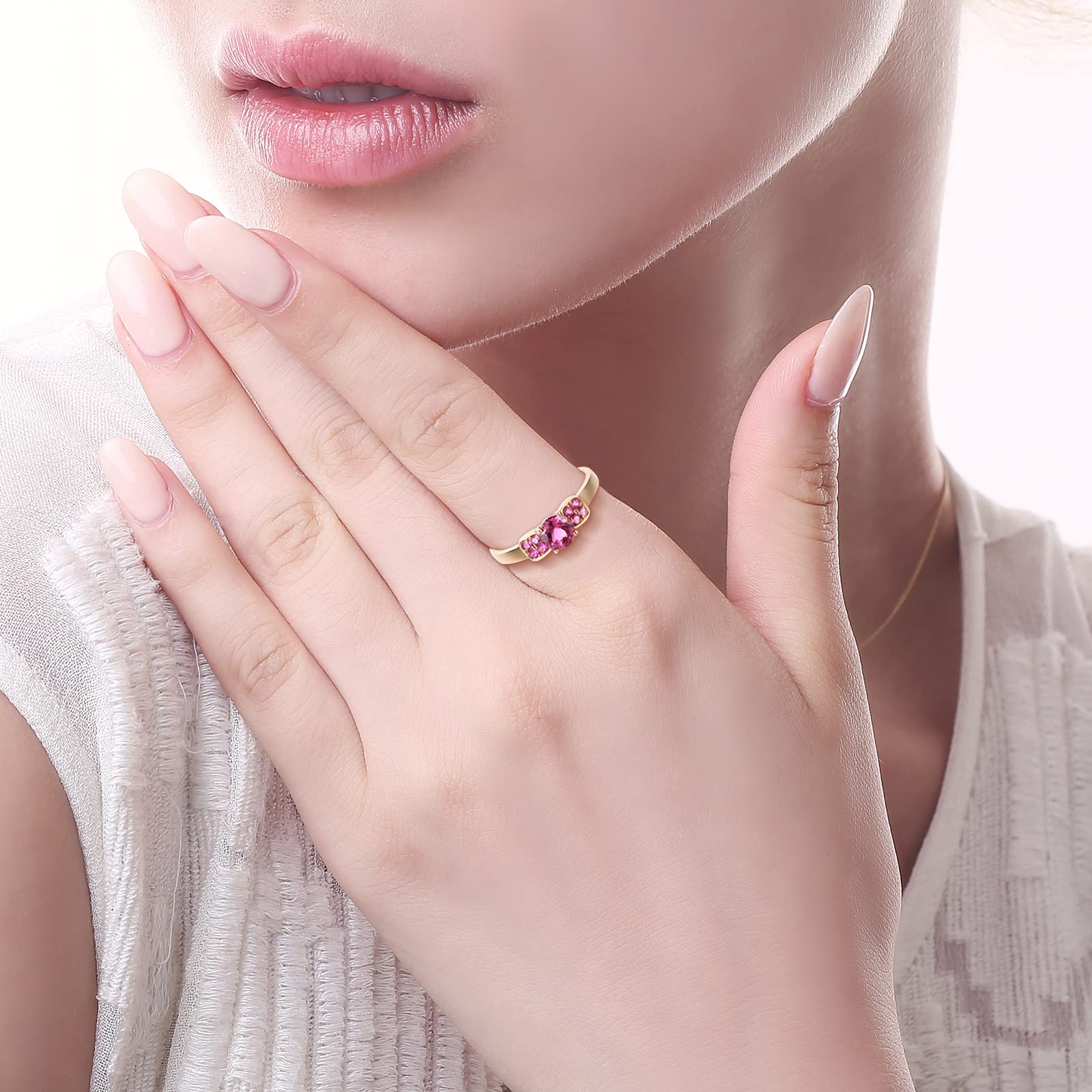 18K Solid Rose Gold Pink Tourmaline Engagement Ring for Women - Dainty Gemstone Jewelry, Elegant Fine Ring for Everyday Wear, Anniversary & Birthday Gift | Perfect for Proposals, Weddings, Date Nights & Special Occasions | Available in All Sizes