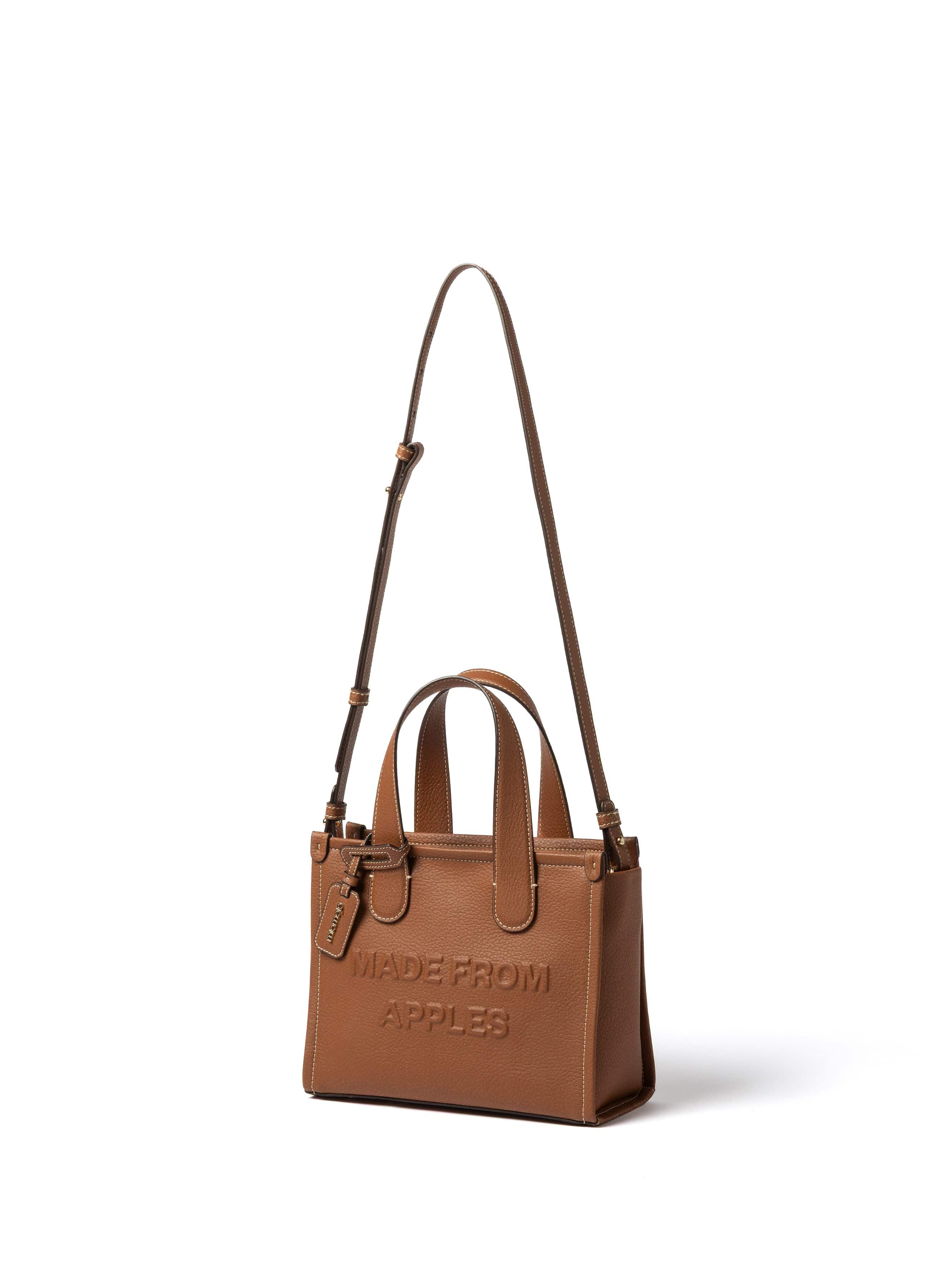 Alma M Vegan Leather Tote Bag for Women | Apple Leather Handbag in Cognac | Stylish & Eco-Friendly Work Bag, Travel, Shopping, Everyday Use