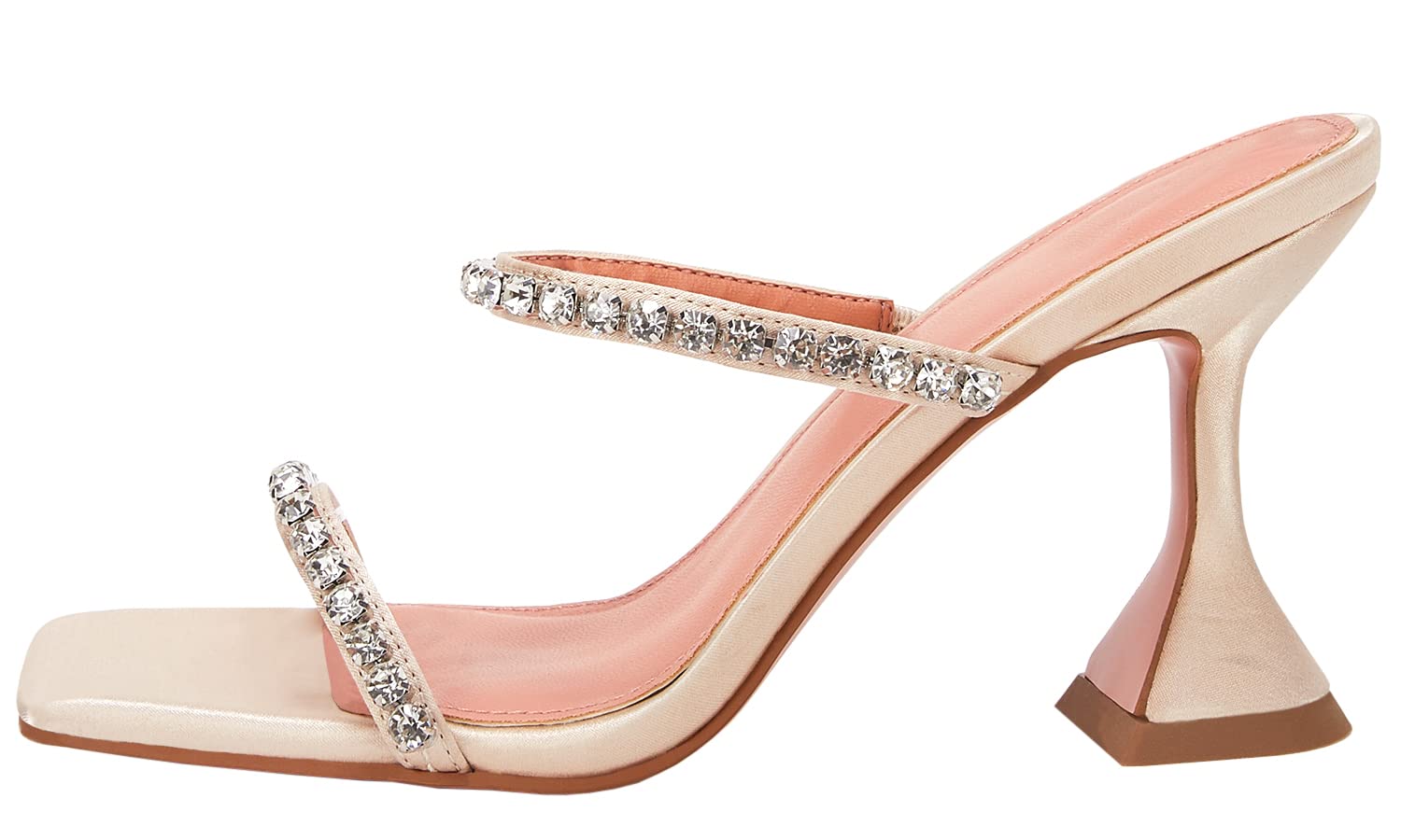 Women's Square Toe Heeled Sandals - 2 Strap Satin High Heels for Party, Wedding & Special Occasions | Elegant Dress Shoes for Evening Events & Formal Dinners