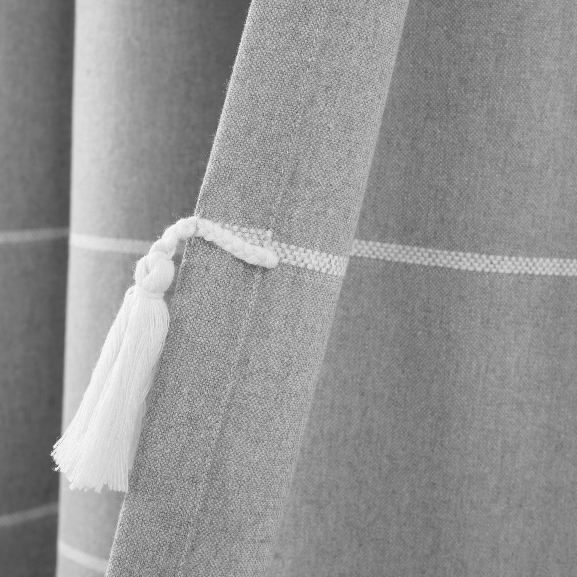 Farmhouse Boho Stripe Woven Tassel Window Curtains - Yarn Dyed Recycled Cotton Blend Panel Set (2 Pack) for Living Room, Bedroom & Dining Room Decor