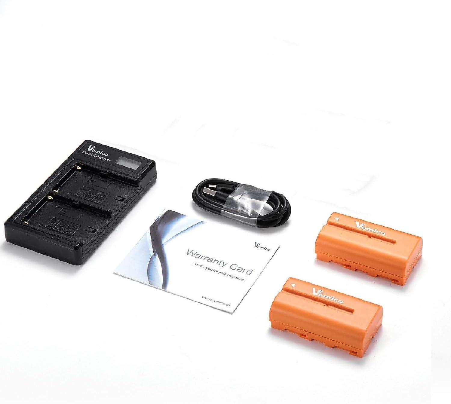 Vemico NP-F550 Battery Charger Kit with 2x 3000mAh NP-F570 Batteries, 2-Slot USB-C Charger for Sony NP-F970/F960/F750/F570/F530/F33 - Perfect for DSLR Cameras, Camcorders & Video Equipment
