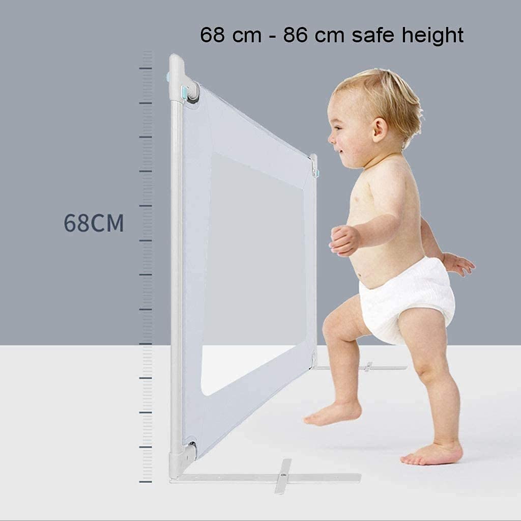 Extra Long Baby Playpen Bed Rail - 180cm & 150cm Gray Safety Bed Rails with Swing Down Design, Mesh Guard & Liftable Crib Feature | Anti-Collision & Anti-Drop Protection for Toddlers | Perfect for Nursery, Daycare & Travel Use
