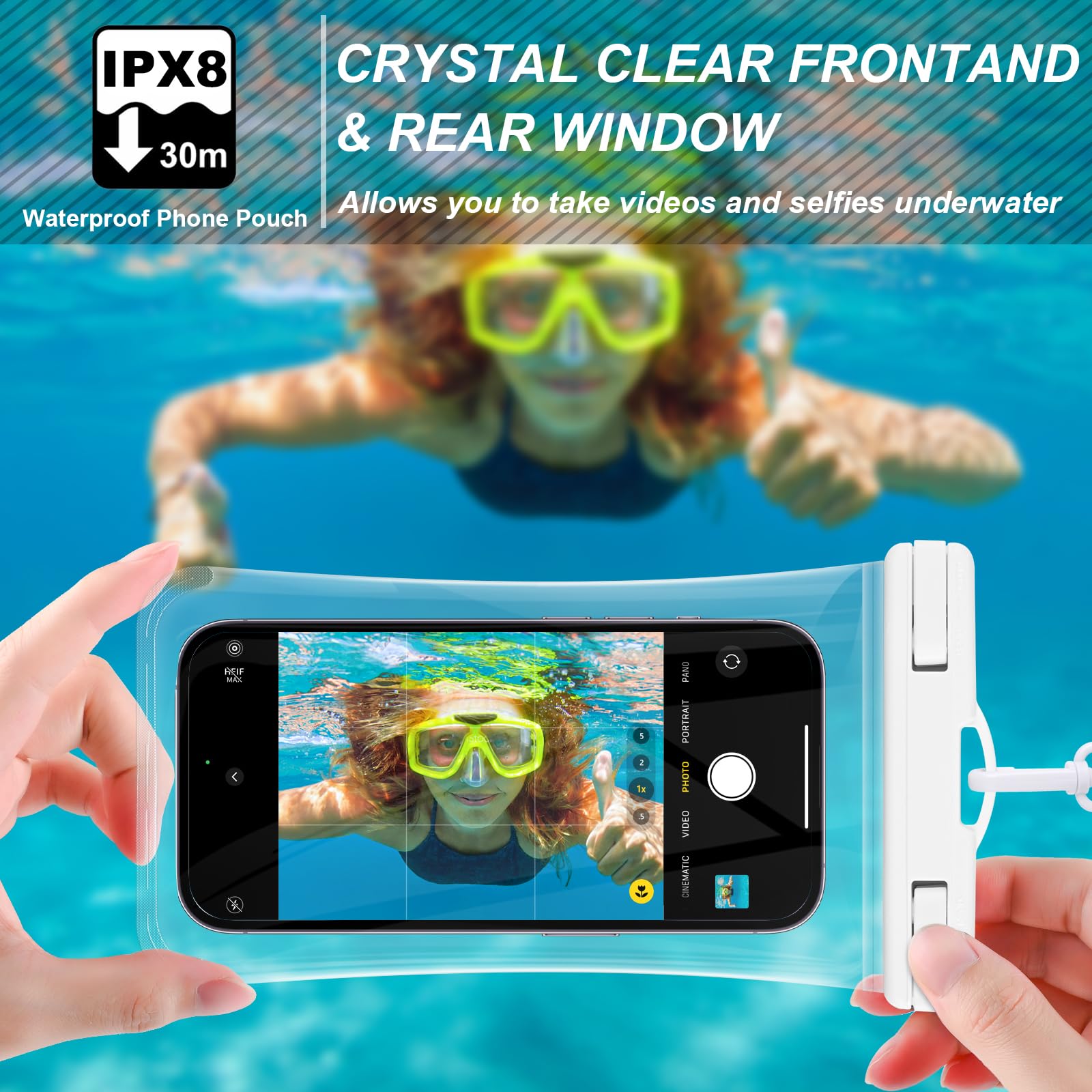 CITAMAMA Waterproof Phone Pouch for iPhone 15 Pro Max 14 13 & Galaxy S24 S23 Ultra - IPX8 Waterproof Smartphone Case [2 Pack] with 3D Seamless Frame (Fits Up to 6.9 Inch Phones) - Perfect for Swimming, Beach, Kayaking & Outdoor Activities