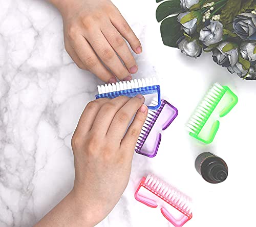 FAMEZA 4-Piece Handle Grip Nail Brush Set - Professional Nail Cleaner for Fingers & Toes, Under Nail Scrubber for Men & Women - Multicolor - Perfect for Home, Salon, Travel & Pedicure Care