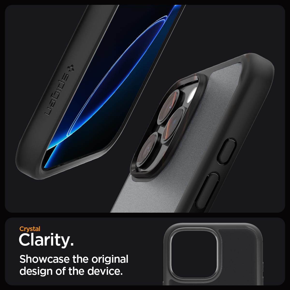 Spigen Ultra Hybrid Case for iPhone 16 Pro - Frost Black | Shockproof & Scratch-Resistant Protective Cover | Perfect for Everyday Use, Travel & Outdoor Activities
